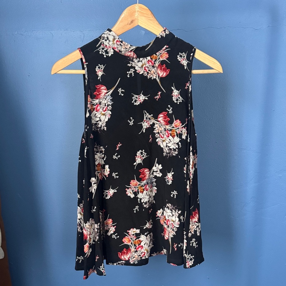 Maeve Black Floral Tank Top